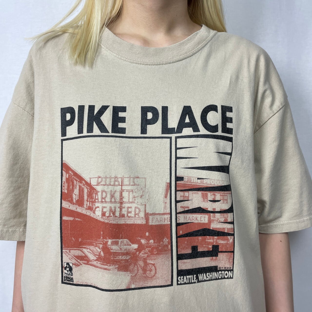 90年代 PIKE PLACE MARKET パイク・プレイス・マーケット スーベニア プリントTシャツ メンズXL 古着 90s ヴィンテージ  ビンテージ ベージュ【Tシャツ】 | cave 古着屋【公式】古着通販サイト powered by BASE