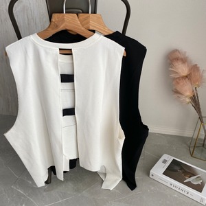 back conscious asymmetry vest【White】