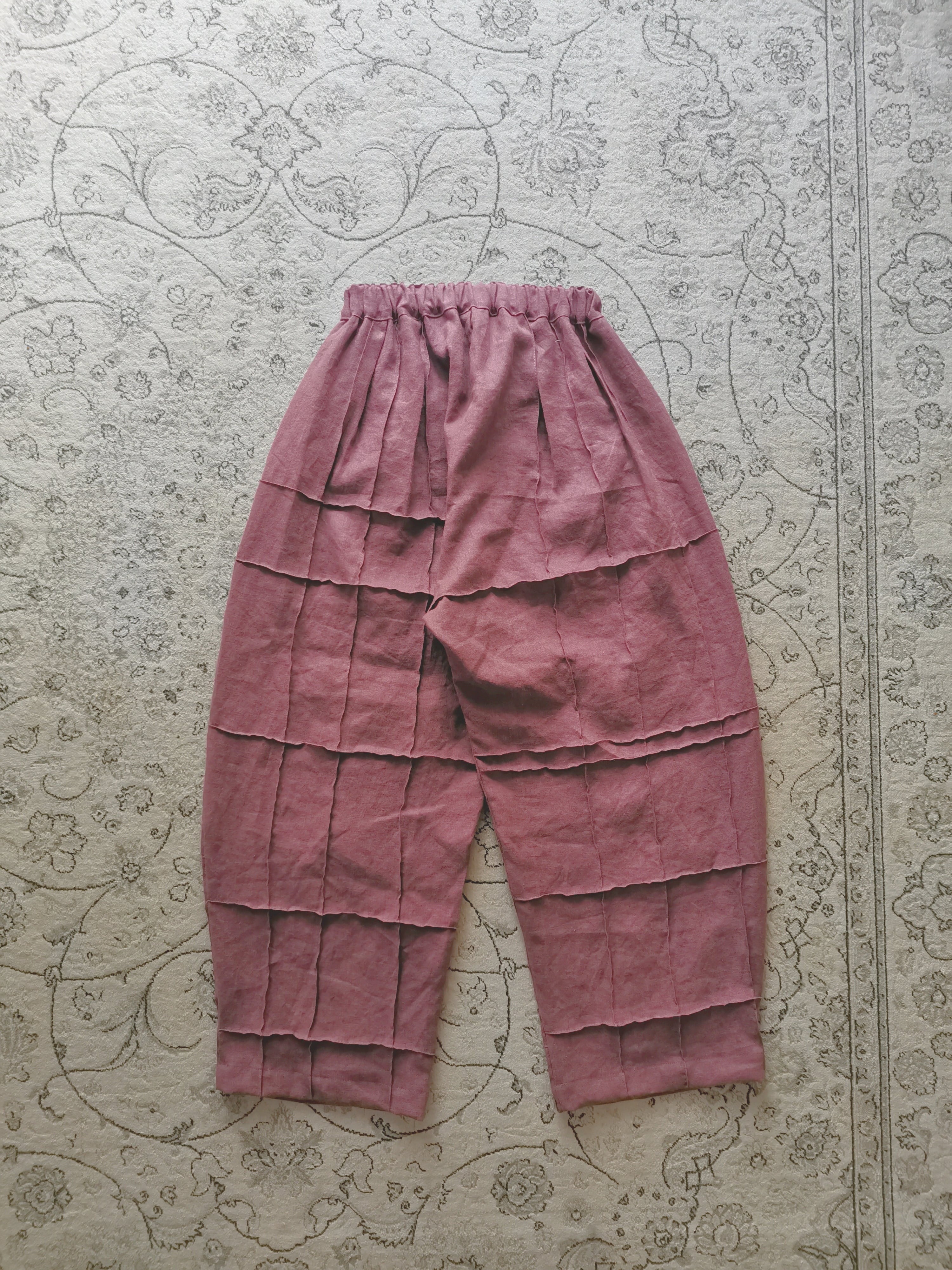 toh design works. アンティークリネンの格子ステッチエッグパンツ アンティークリネンの格子ステッチ エッグパンツ【smoke pink