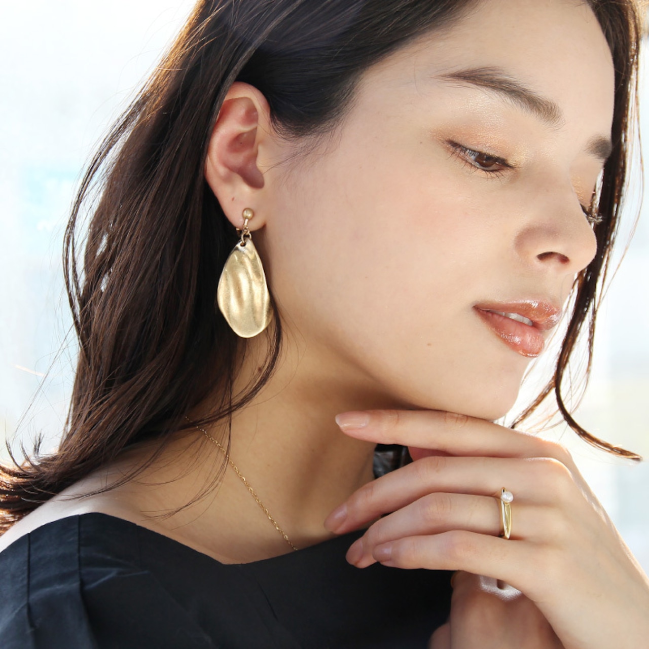 【ネコポス便】イヤリング ニュアンスプレートイヤリング 0938