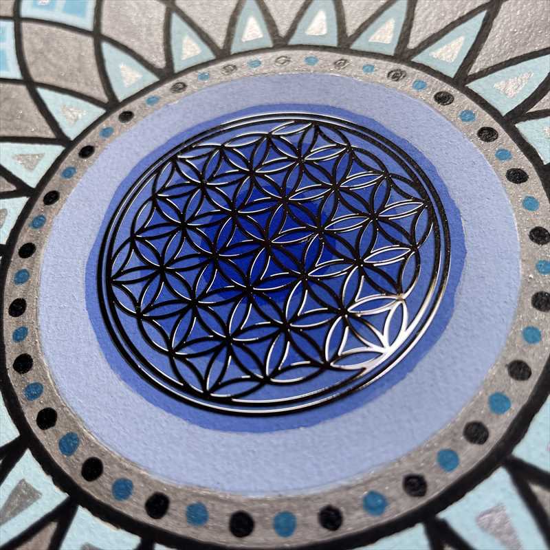 神聖幾何学アート【ストーンオブライフ～青】 神聖幾何学模様 flower of life フラワーオブライフ A4 開運アート