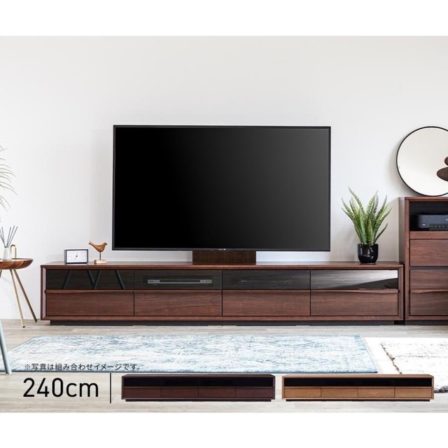 テレビボード おしゃれ ローボード テレビ台 TV台 完成品 240cm 幅240 75インチ 大型 国産 日本製 無垢 木製 木 ガラス