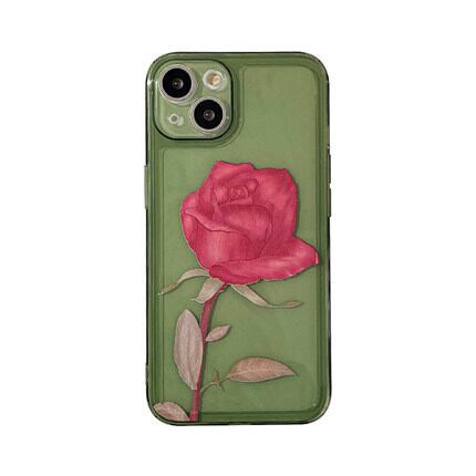 iPhone13 Pro Max 12 11ケース 薔薇柄 エレガント 一輪の花 優美