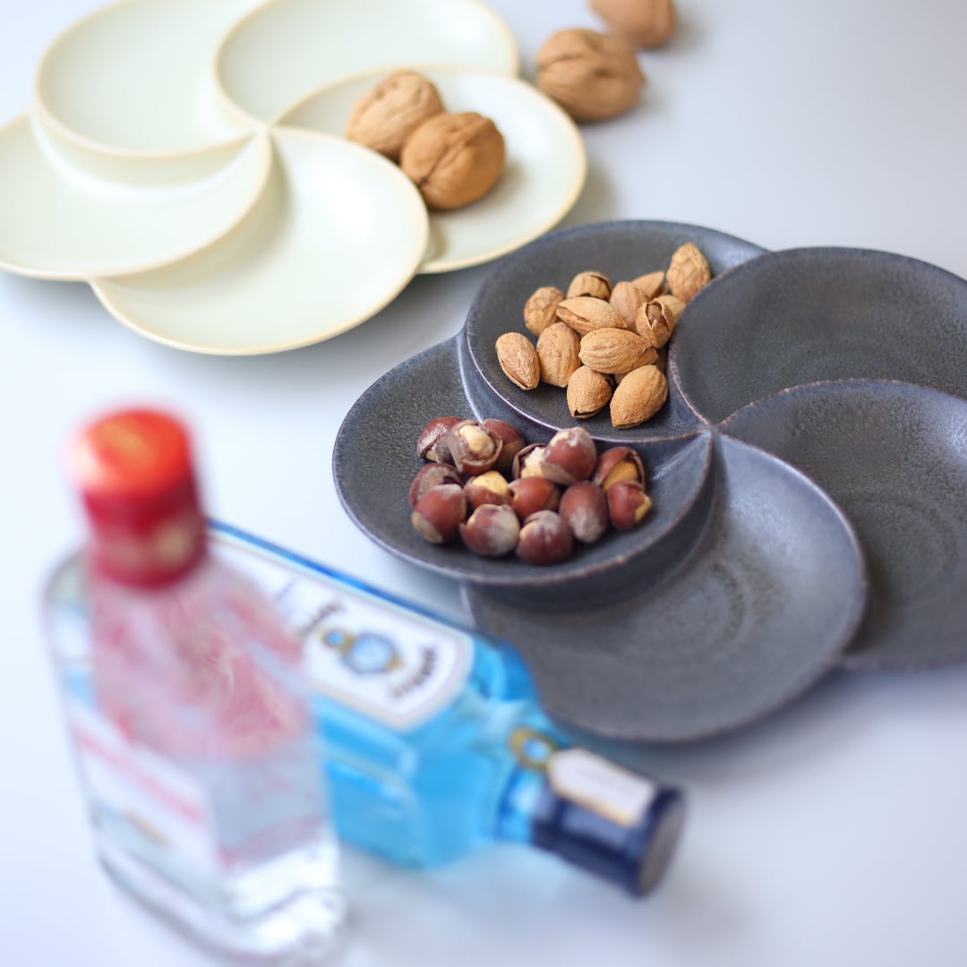 粉引マットグレー5つ仕切りプレート | 〇よ工房