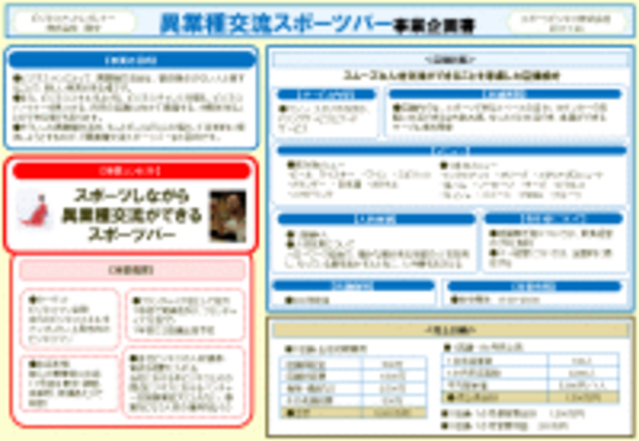 A4・1枚企画書書き方事例 (事業企画書)異業種交流スポーツ