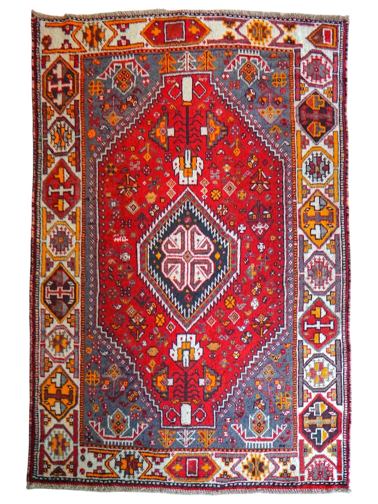オールド ペルシャ手織り絨毯 カシュガイ族 157×108cm トライバルラグ オールド ペルシャ手織り絨毯 カシュガイ族 157×108cm｜トライバルラグ