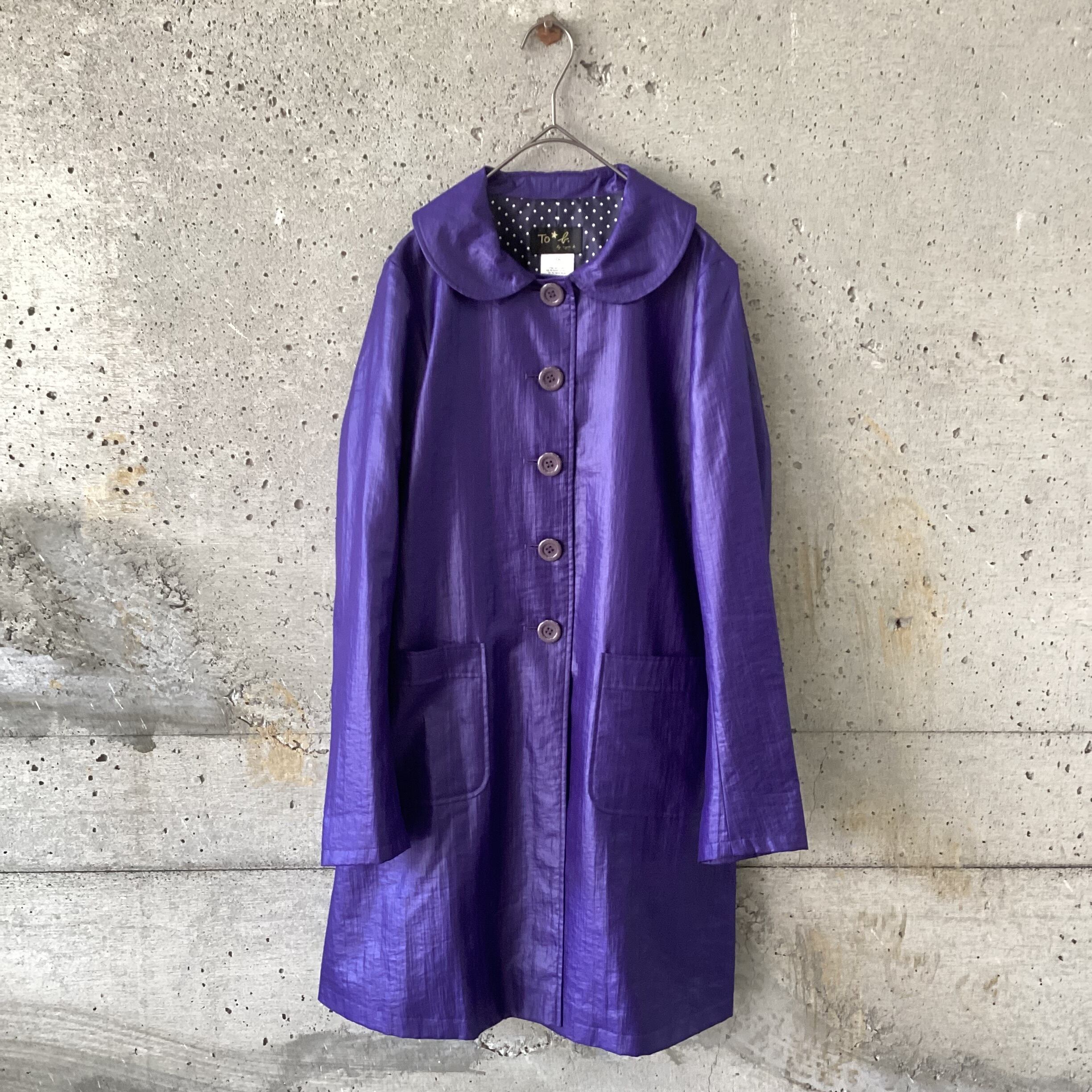 Purple round collar spring coat