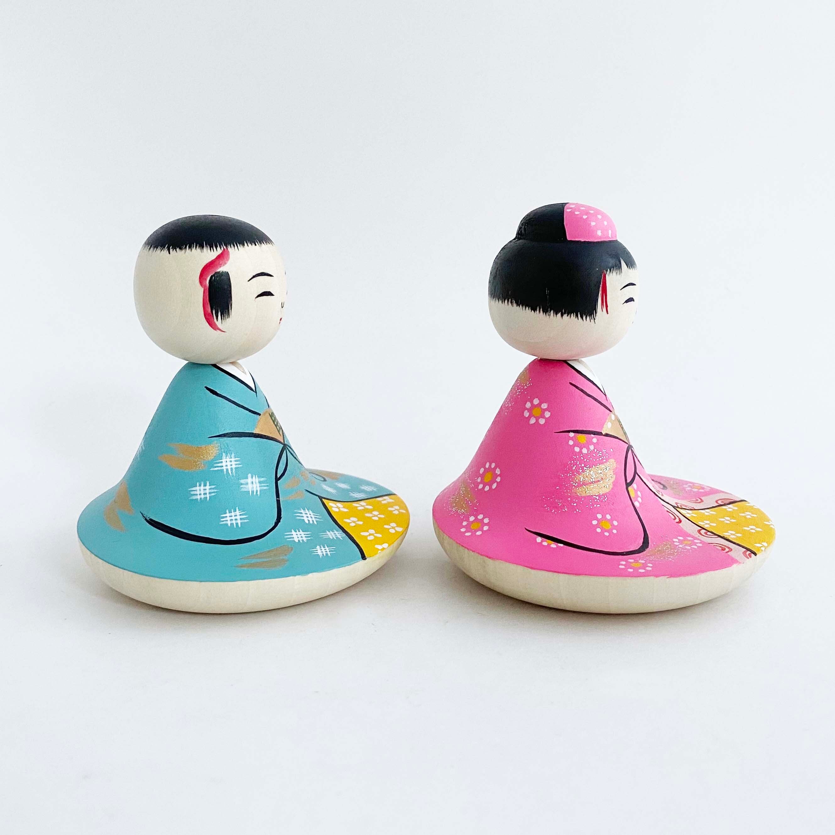 復刻 昭和の雛こけし(大ペア)ぼんぼり付き 描彩/笹原綾工人