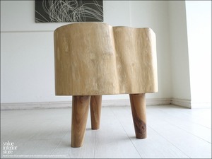 チーク無垢材 プリミティブチークスツールTrin/N01 イス 椅子 チェア 丸太 ベンチ 花台 ナチュラル 一点物 世界三大銘木 重さ24.5kg