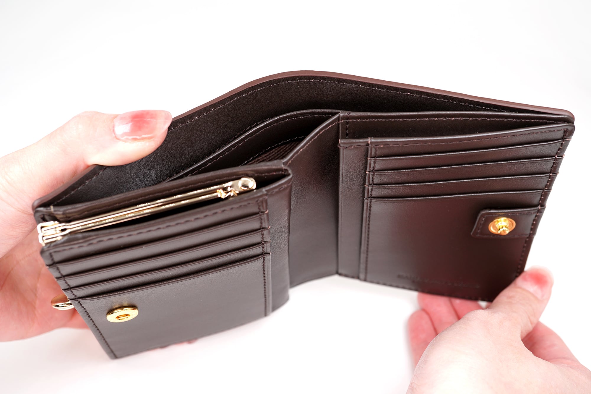 くまちゃんブラウニー2つ折りがま口財布（本革製）／お菓子な革小物