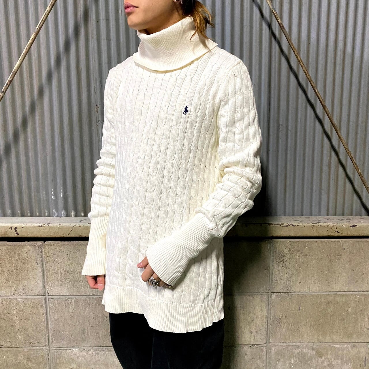 ラルフロー ラルフローレン Button-Trim Cable-Knit Sweater Scottish