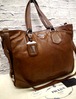 ◆PRADA プラダ WASHED COCCO A4対応ビジネス可 ZIPPER BAULETTO 2way レザー トート バッグ 茶◆ 書類も入れやすい2way仕様の万能トート♪