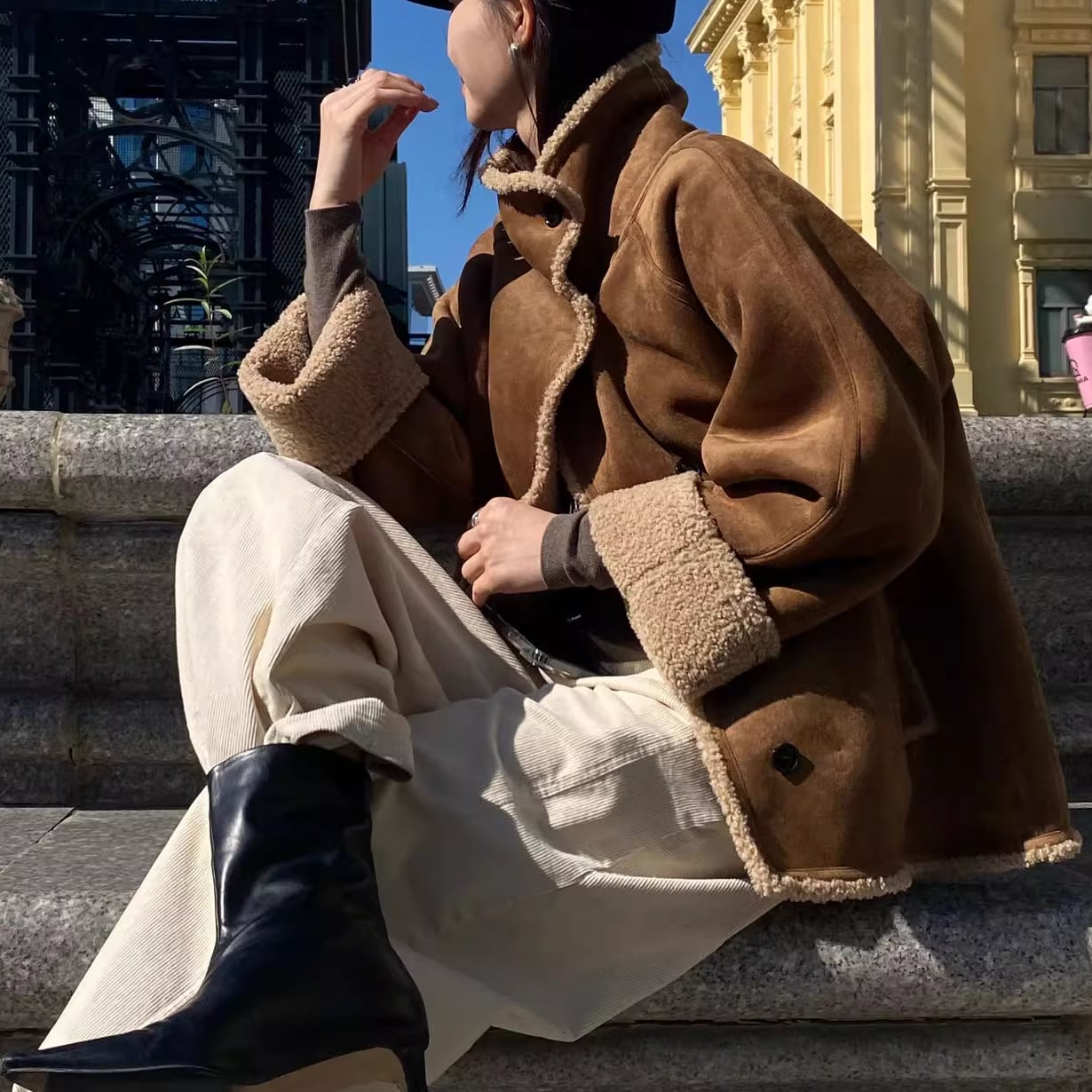 boa trim short coat 14129