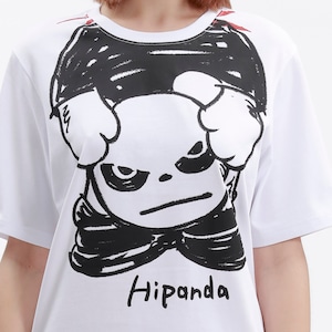 送料無料 【HIPANDA ハイパンダ】レディース Tシャツ ワンピ WOMEN'S GRAFFITI PANDA  SHORT SLEEVED LONG T-SHIRT / WHITE