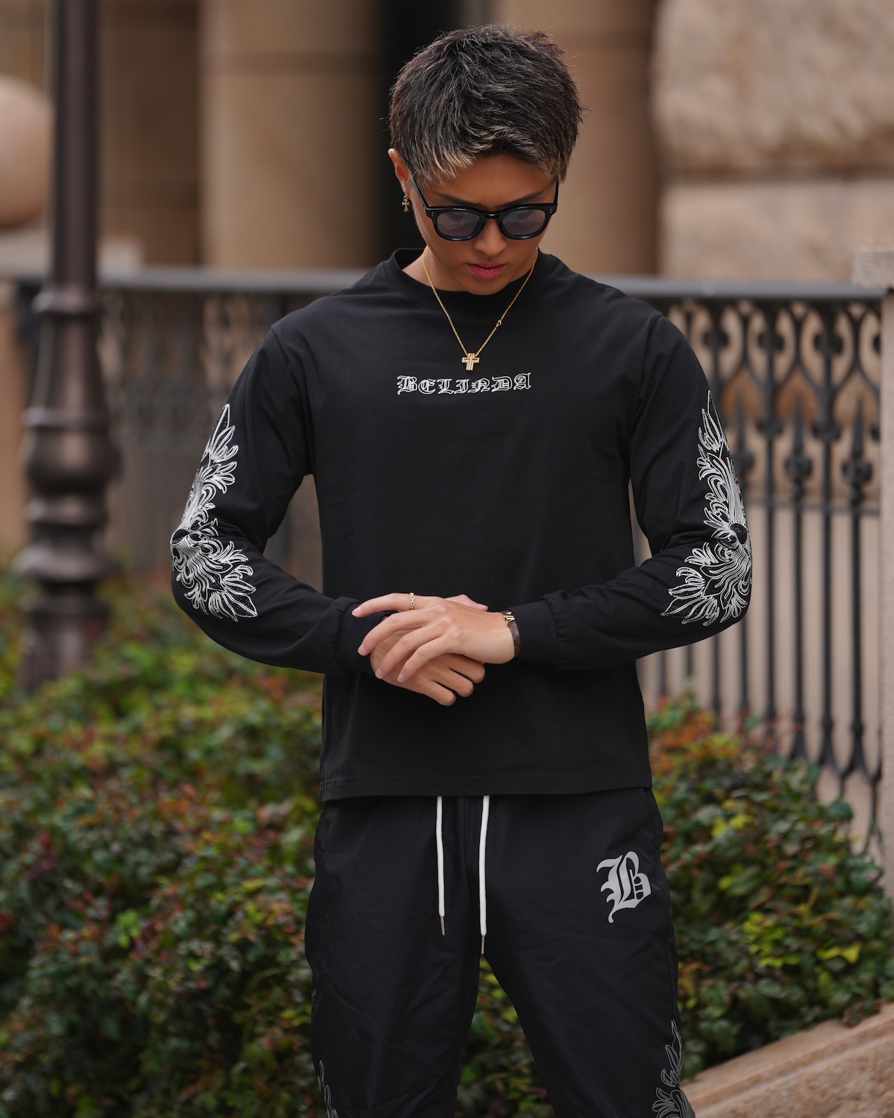 RHINE STONE SHIRTS BLACK【BB25034】