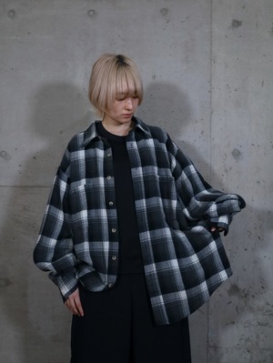 over silhouette ombre check design flannel shirt