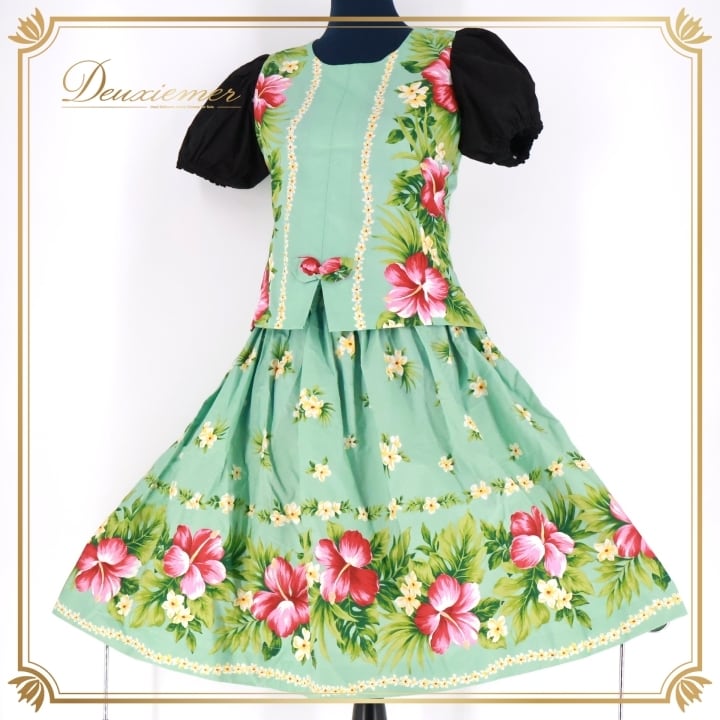 フラダンス 衣装 ワンピース ドレス グリーン系 パンドール フラ