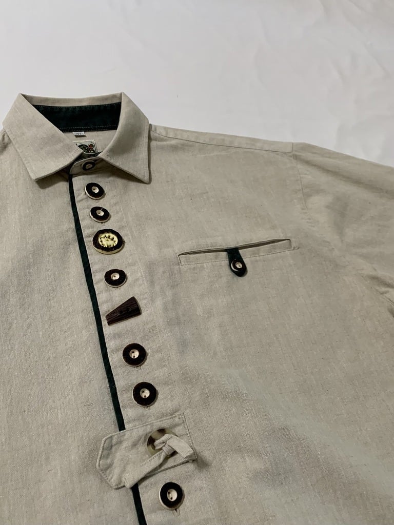 1980~90's Euro Button Design Tyrolean Long Sleeve Shirt