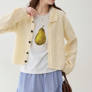 mesh knit button cardigan