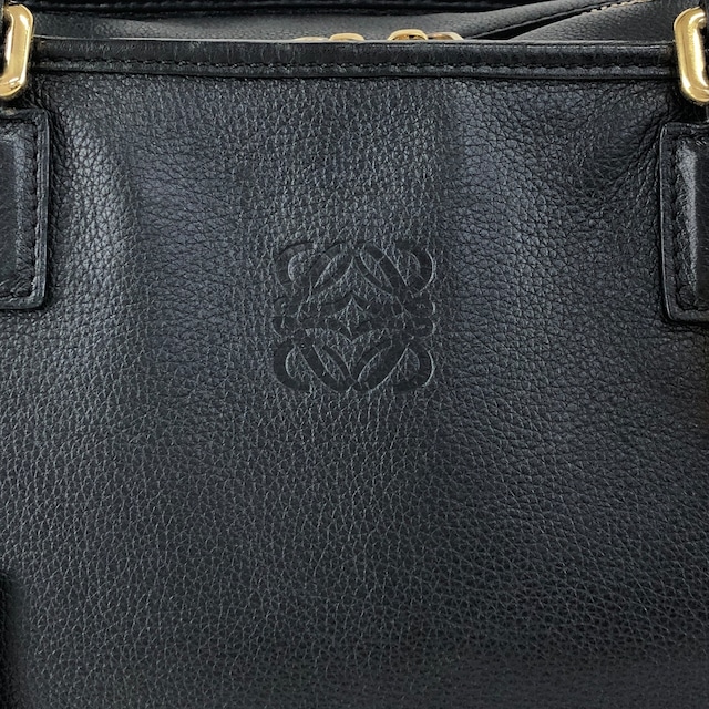 LOEWE ロエベ ハンドバッグ ブラック アナグラム レザー アマソナ ミニボストン vintage ヴィンテージ オールド 8itnhz
