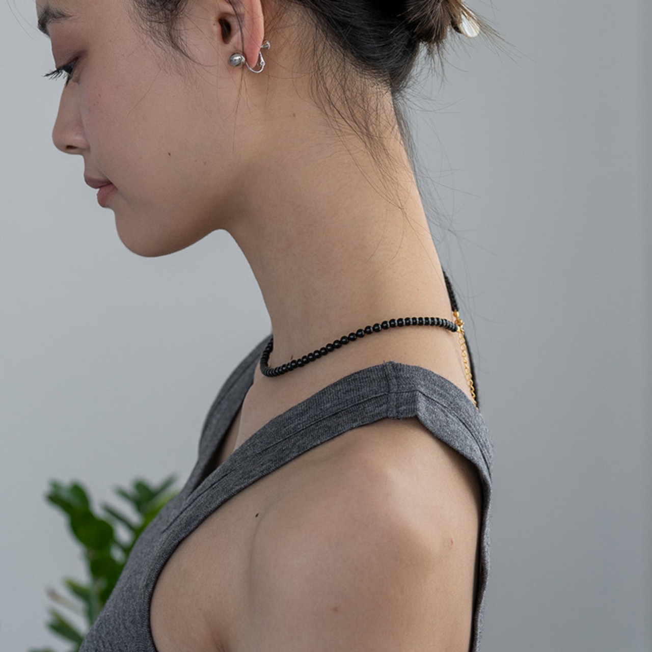 【ネコポス便】 ネックレス 合金 ビーズネックレス アクリルパール 樹脂パール ショートネックレス チョーカー風 2597
