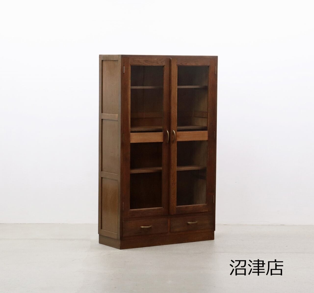 沼津店】レトロ オーク材 本箱 食器棚 書庫 戸棚 収納