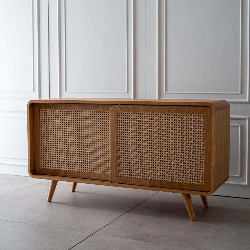 ラタンキャビネット Rattan Cabinet Slide Door Natural / ラタンキャビネット 引き戸仕様