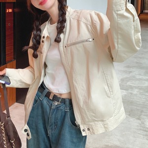 【送料無料】 ジャケット ブルゾン レディース 春秋 韓国 ライトアウター 大人 きれいめ シンプル カジュアル ライトアウター スタンドカラー ナチュラル ゆったり 体型カバー 大人可愛い 大人女子