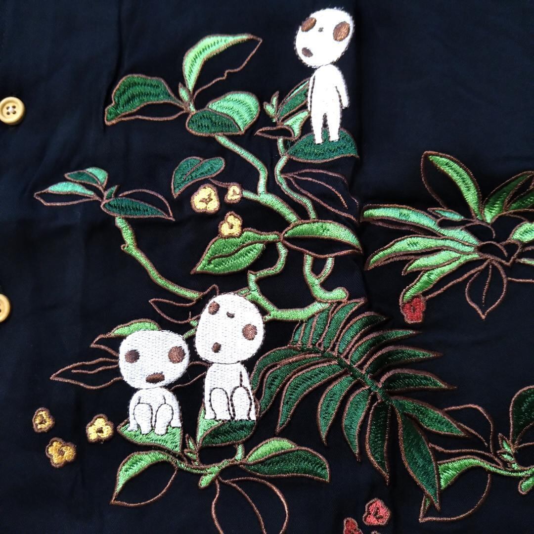もののけ姫 シャツ 黒 刺繍 スタジオジブリ アニメ 海外公式 | GOLD  