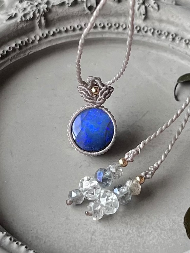 ボルダーオパール【シンプル】マクラメネックレス