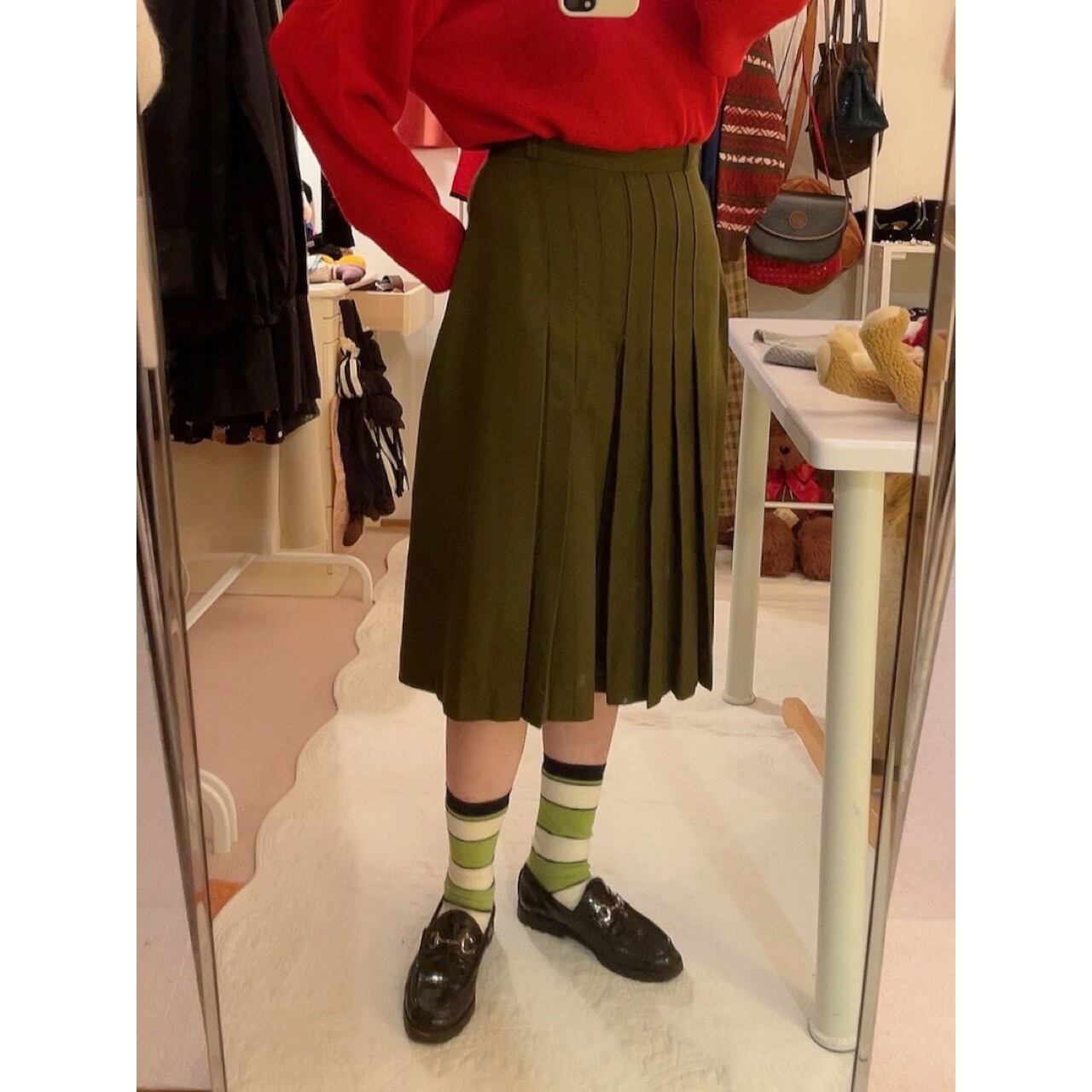 valentino / khaki pleats flare pants