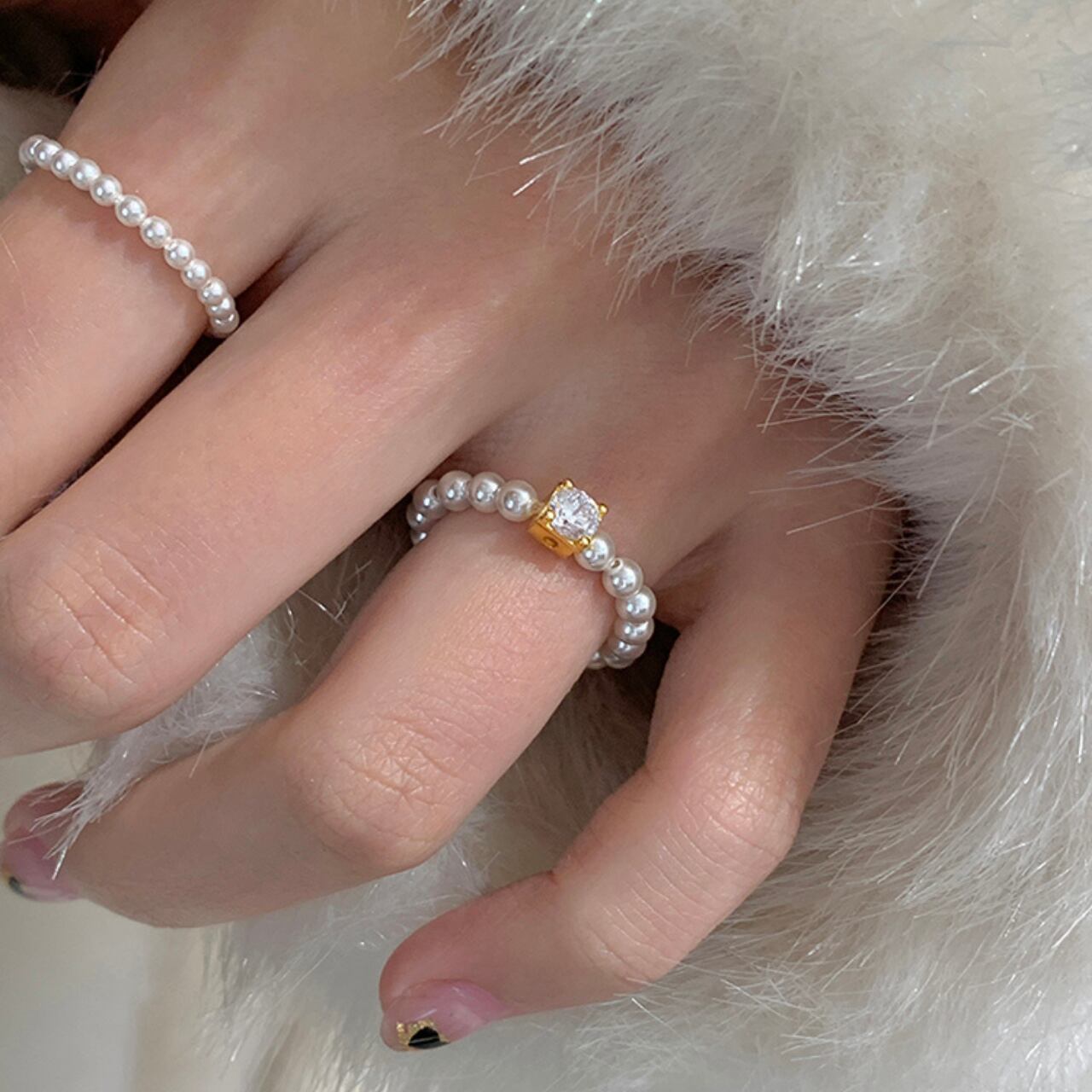 パール ビーズ リング