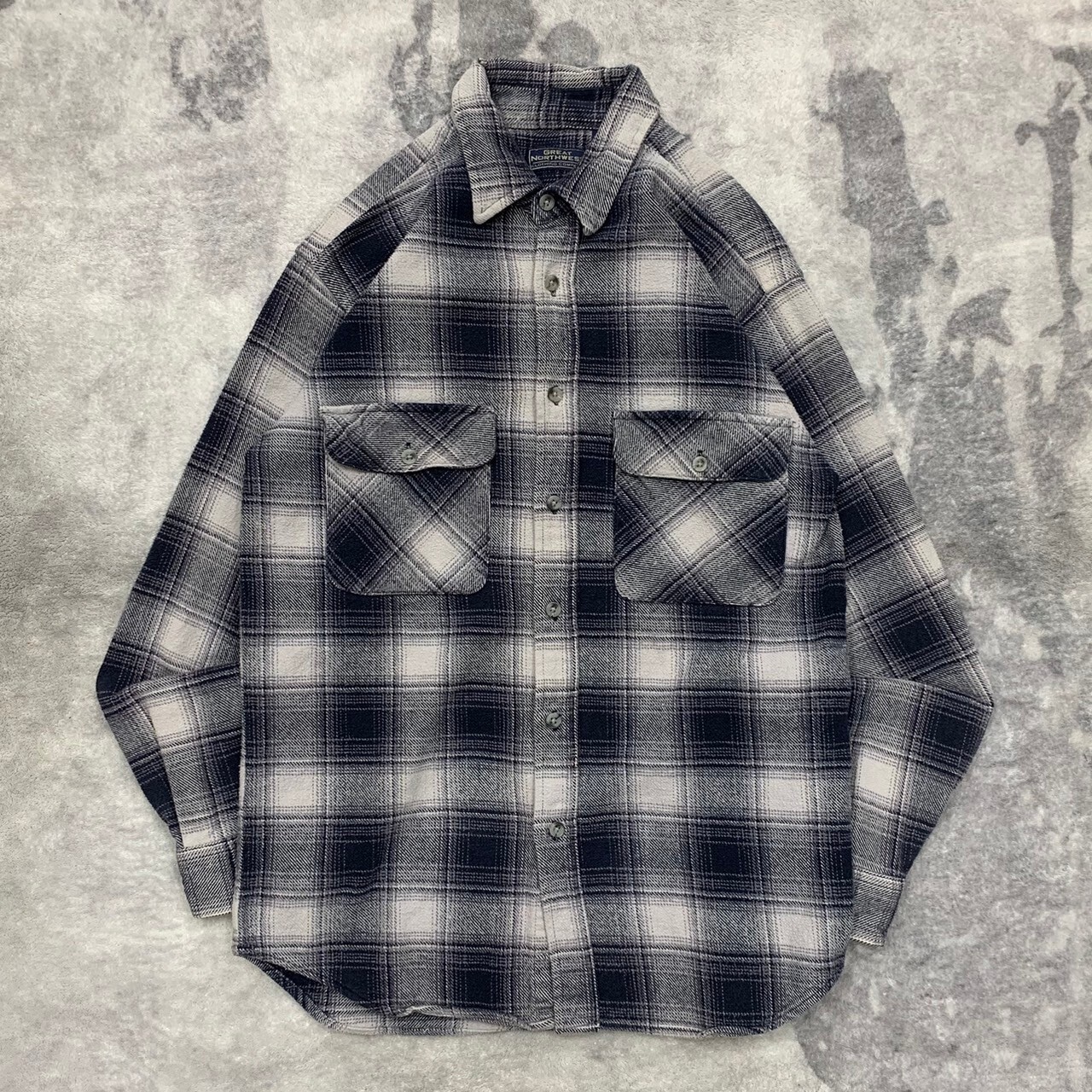 stussy】オンブレチェックシャツ 肉厚 ジッパー ヘビーネルシャツ 
