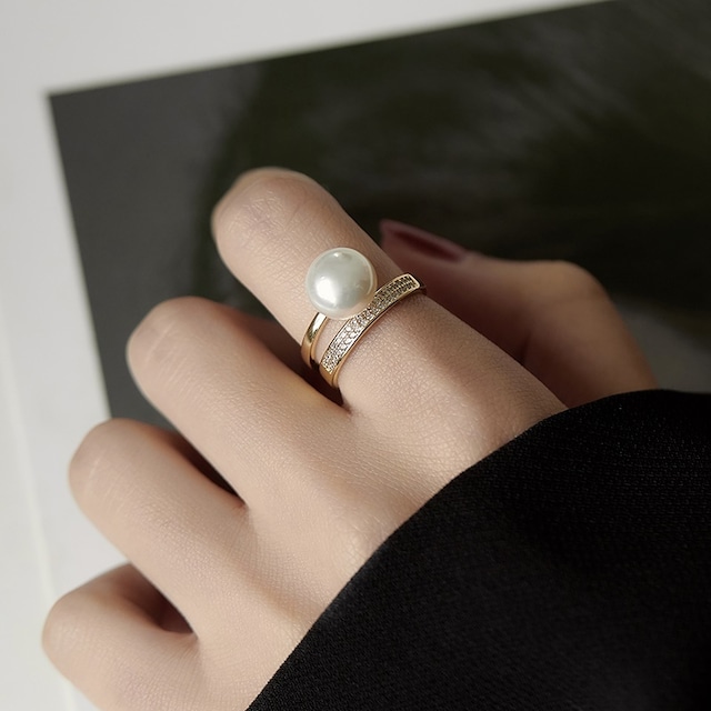 【◎即納】Pearl gold ring　M455