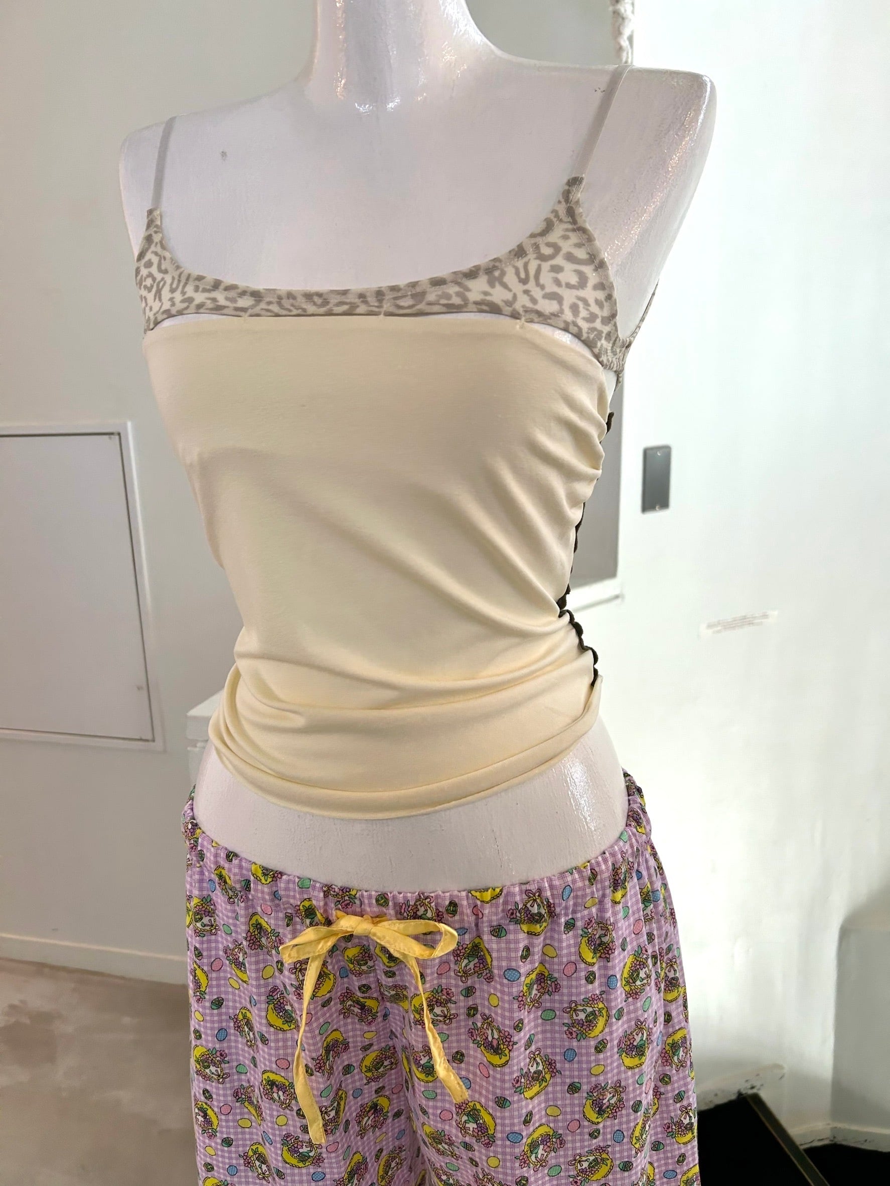 RUIbuilt Ripple Knit Combo Leopard Mesh Top