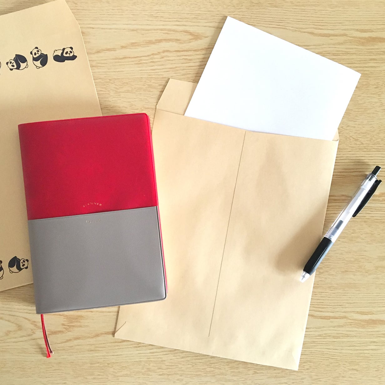 パンダの茶封筒 角5封筒〈10枚入〉クラフト封筒 事務封筒 手紙 郵送