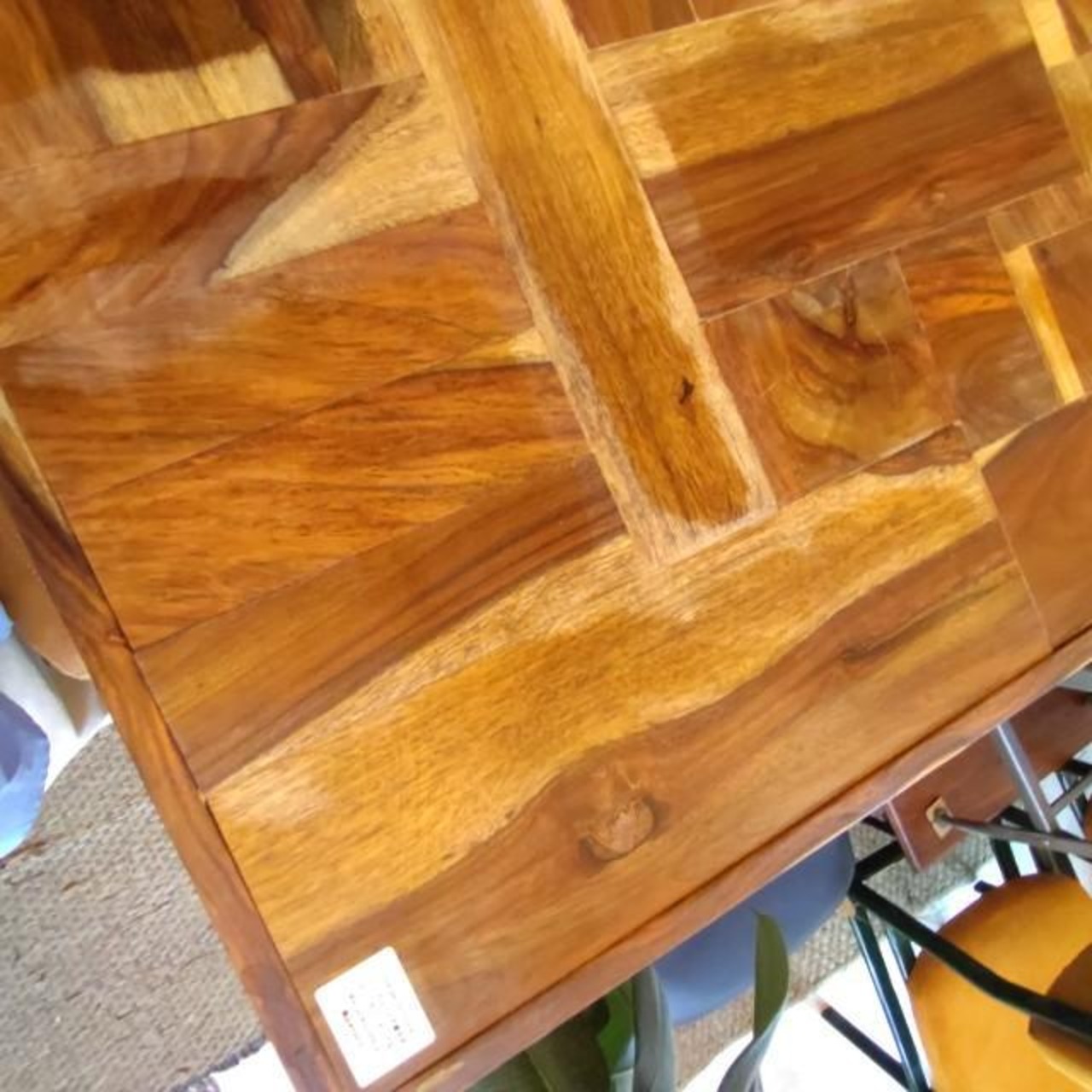 【店頭受取専用商品】TOPANGA　Furniture　シーシャムウッド寄せ木スクエアローテーブル　リビング　インテリア