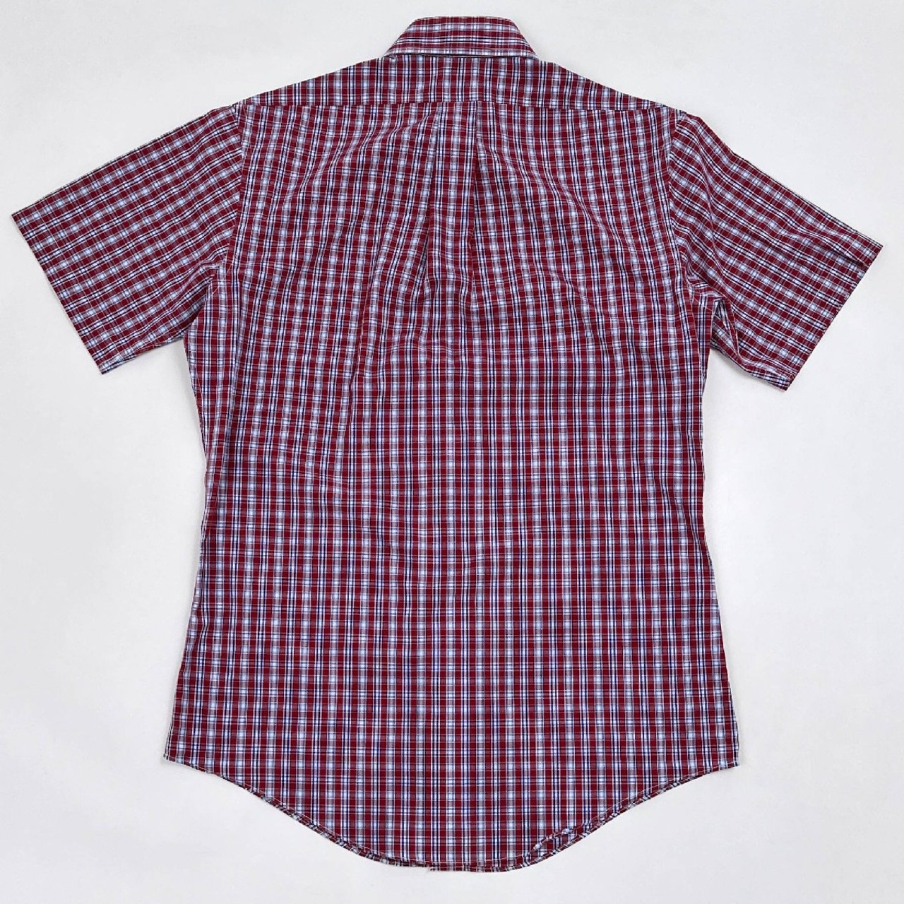 BrooksBrothers SLIM FIT ブルックスブラザーズ ノンアイロン ポケット付き コットン 半袖シャツ Sサイズ/レッド系/メンズ/アメトラ