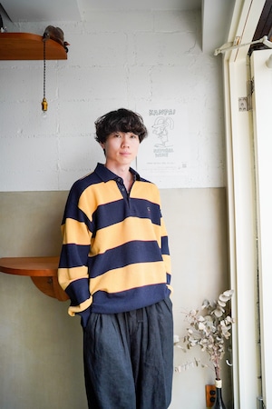 【1990s】"Paul & Shark" Pure New Wool Border Knitting Sweater / 6-330