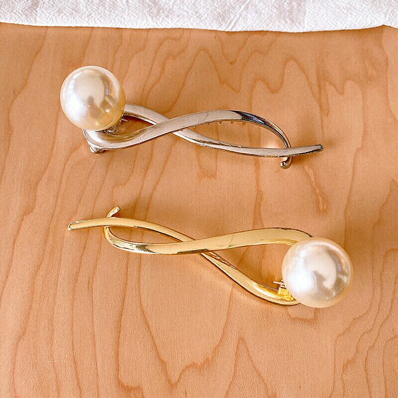 【SELECT】ヘアクリップ 1粒ビッグパールヘアクリップ バナナクリップ ヘアアクセサリー パール フェイクパール 浴衣