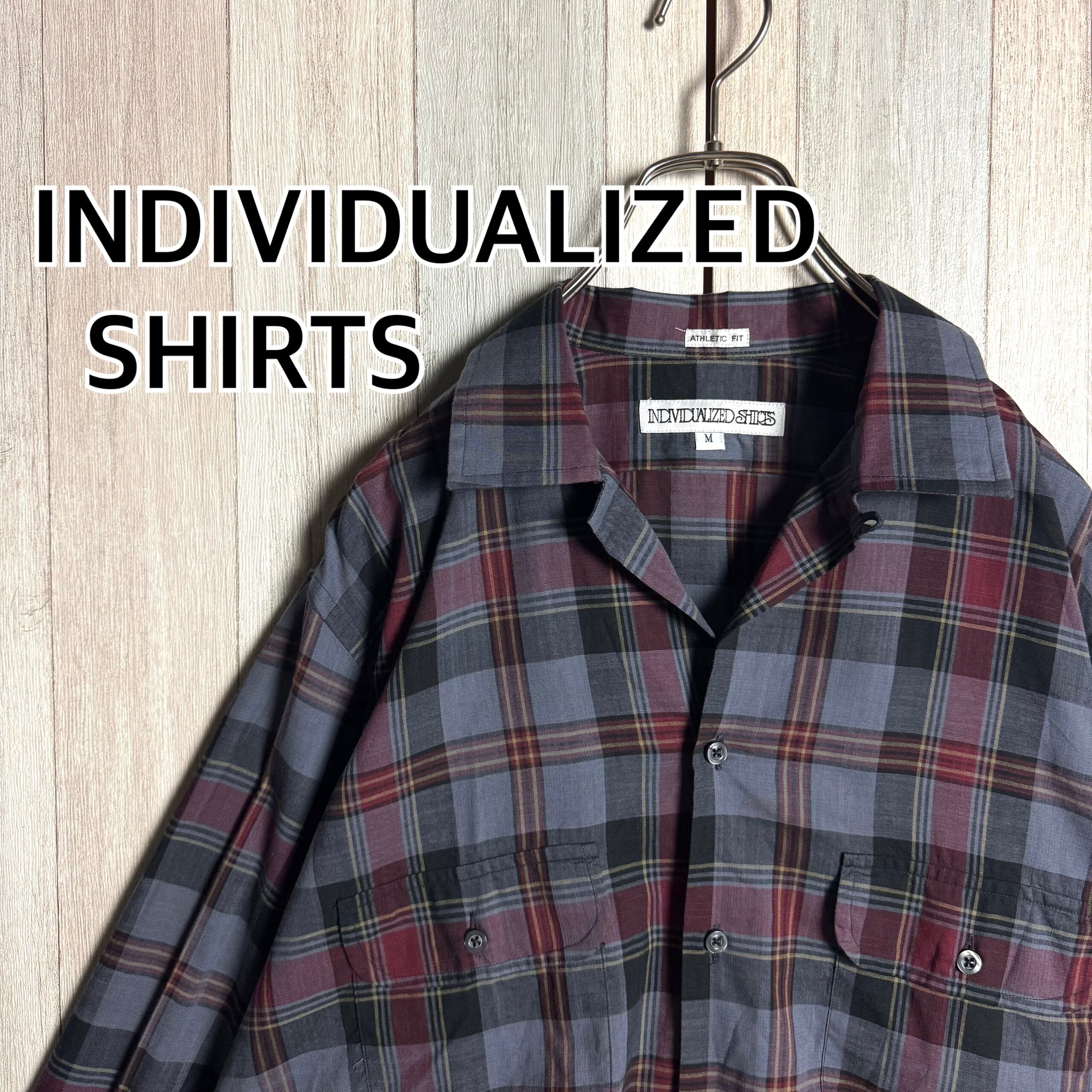 インディヴィジュアライズドシャツ　近年モデル　オープンカラーシャツ　M〜L USA製 INDIVIDUALIZED SHIRTS インディヴィジュアライズド シャツ 長袖