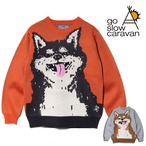goslowcaravan 笑う柴犬ジャガードニットセーター(2カラー)
