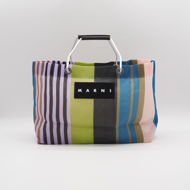 MARNI フラワー カフェ トートバッグ ナイロン アルミニウム レザー マルチカラー マルニ