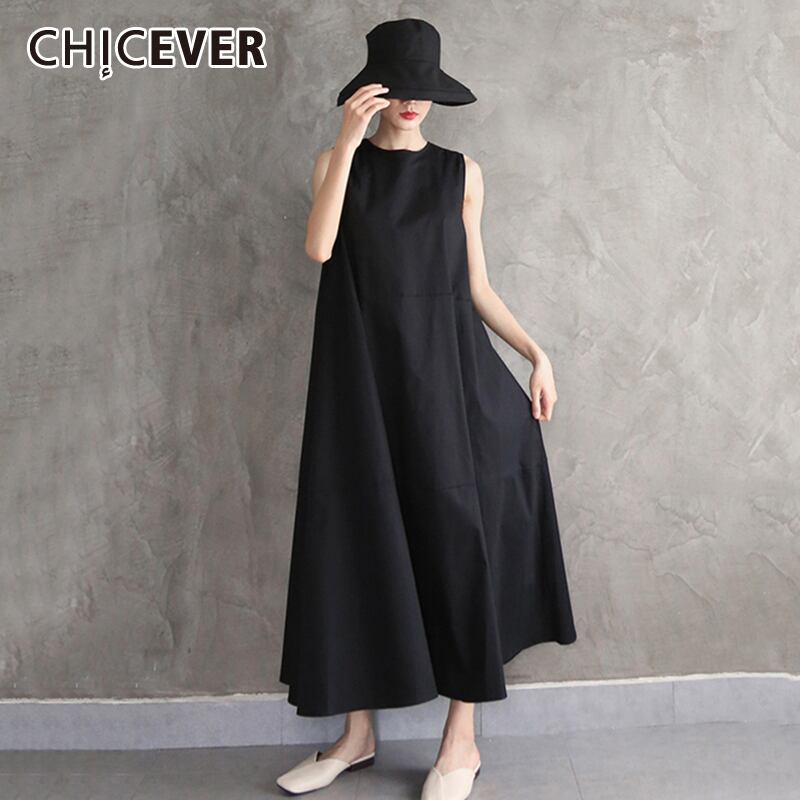 CHICEVERパッチワークレディースドレスOネックノースリーブタンクステインラージサイズマキシドレス2020洋服 大きめサイズ 6base530819476347
