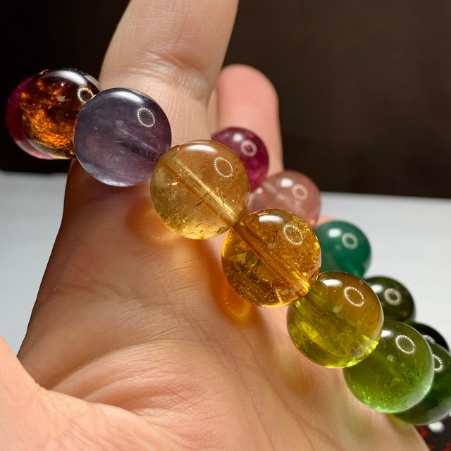 ー鑑別書付属ー透明度高く発色美しい大玉トルマリン・ブレスレット