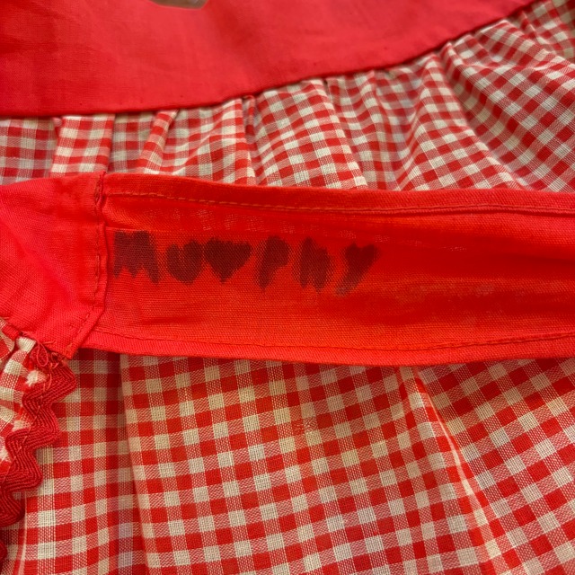vintage red gingham red embroidery apron