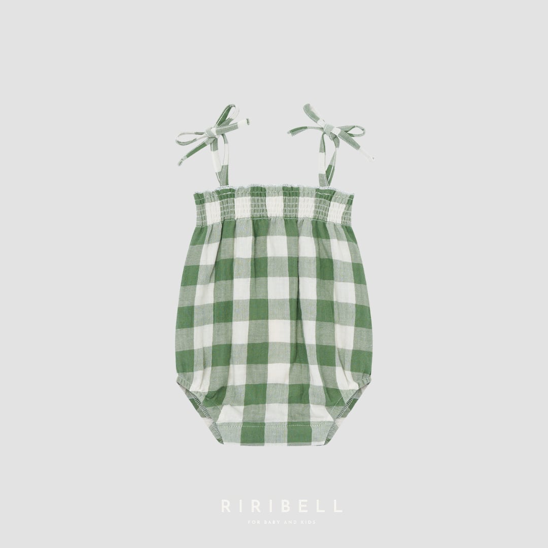 予約/送料無料【organic zoo】Dill Gingham Spaghetti Bodysuit /4月入荷予定