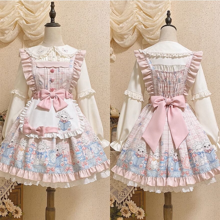 ゆめかわ ジャンパースカート エプロン付き メイド服 ゆるかわ