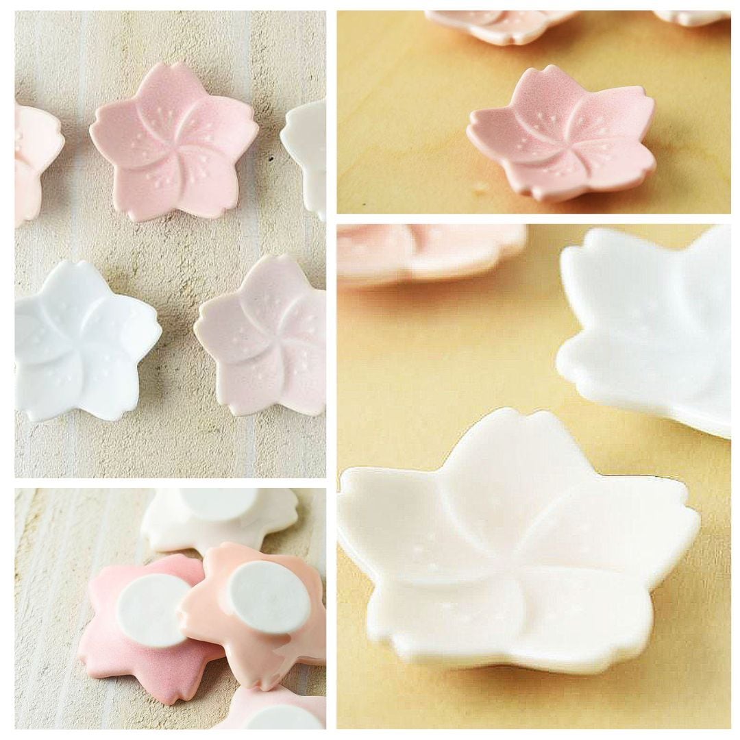 箸置き 白磁 さくら箸置五色組 美濃焼 | 神戸芳香園