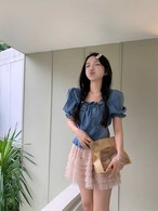 パフスリーブ デニムトップス G10CT0067
